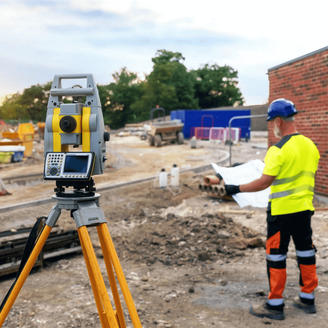 Surveyor on a construction site